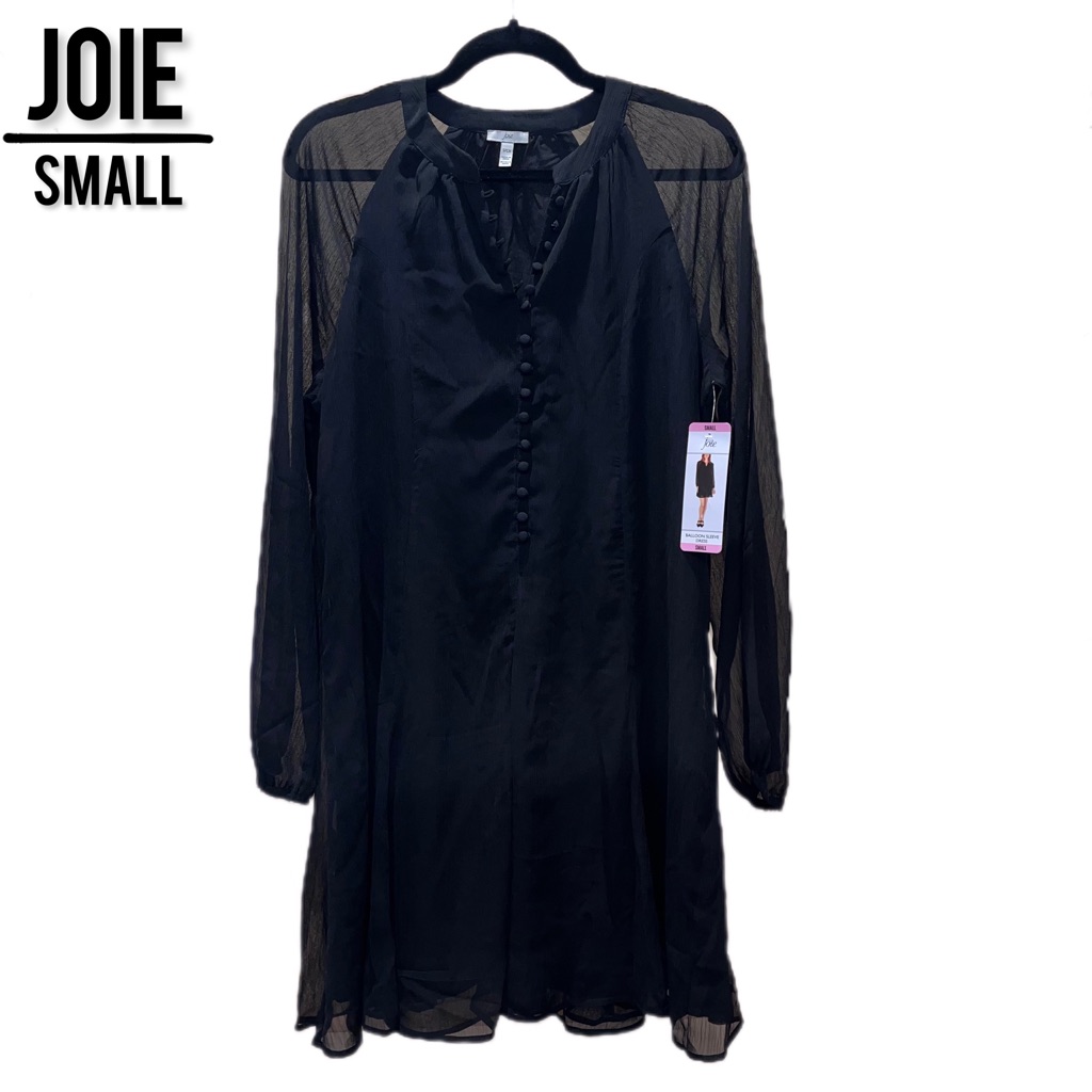 Joie Black Caviar, Fit And Flare, Balloon Sleeve Dress Size Small